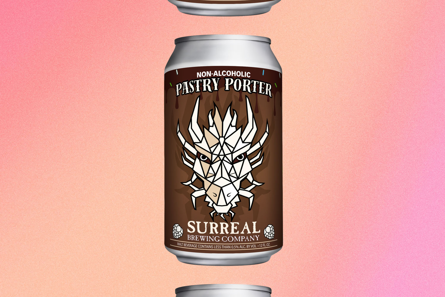 a non-alcoholic beer on a orange-pink background