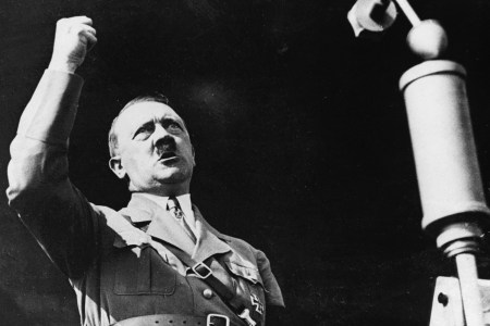 Adolf Hitler gives a speech while opening the Berlin International Auto Show