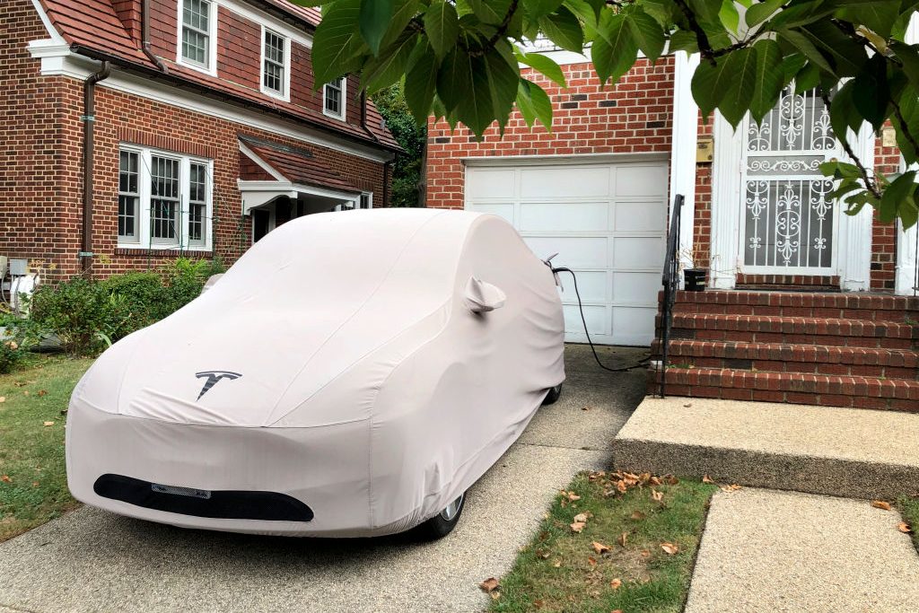 A Tesla charging