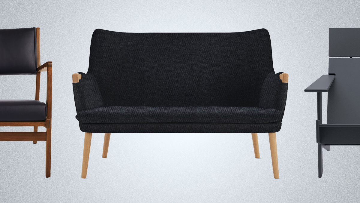 Two lounge chairs and a sofa from Design Within Reach, which has just opened its Semiannual Sale offering furniture discounts in March 2022