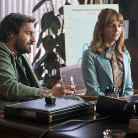 Jake Johnson and Ophelia Lovibond in HBO's "Minx."