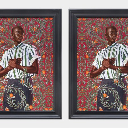 Kehinde Wiley Portrait of Ibrahima Ndome, 2021 Oil on canvas 48 x 36 in (121.9 x 91.4 cm)