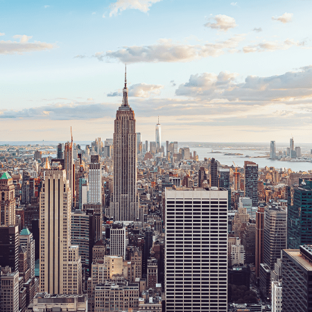 A photo of the New York City skyline. A new NYC grifter has appeared: Konrad Bicher, who calls himself the "Wolf of Airbnb."