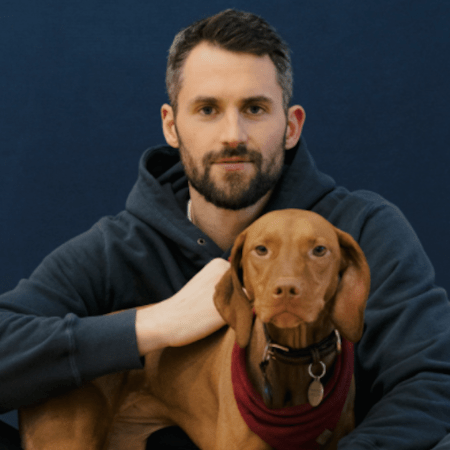 Kevin Love of the Cleveland Cavaliers and his pup Vestry