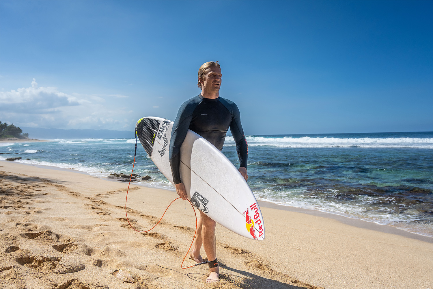 Kolohe Andino surfs at Rocky Point in Haleiwa, Hawaii, USA on January 20, 2022