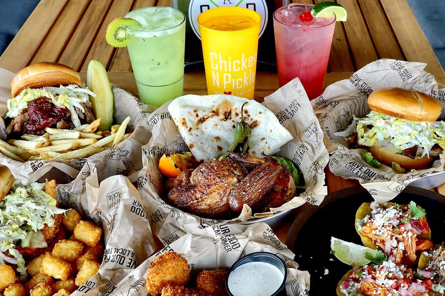 Menu spread from Chicken n' Pickle