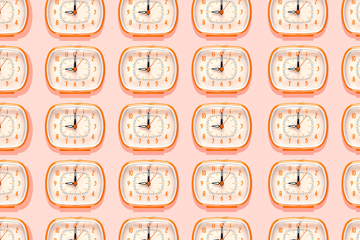 Alarm clocks against a background.