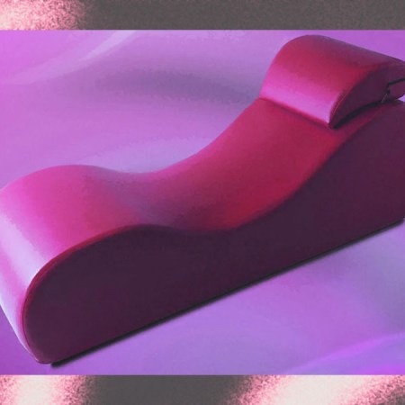 sex furniture on a pink and purple background