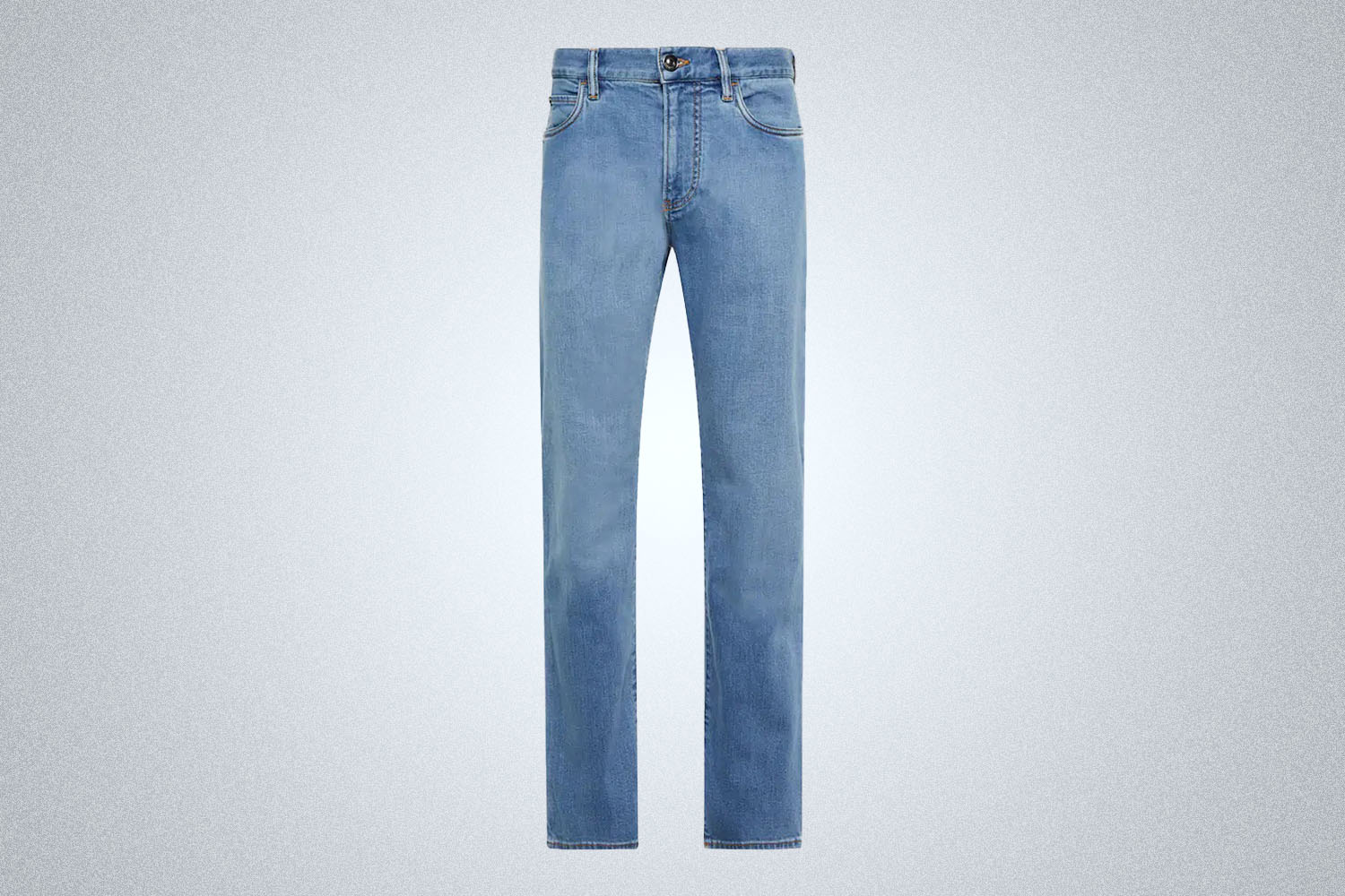 a pair of Loro Piana jeans on a grey background