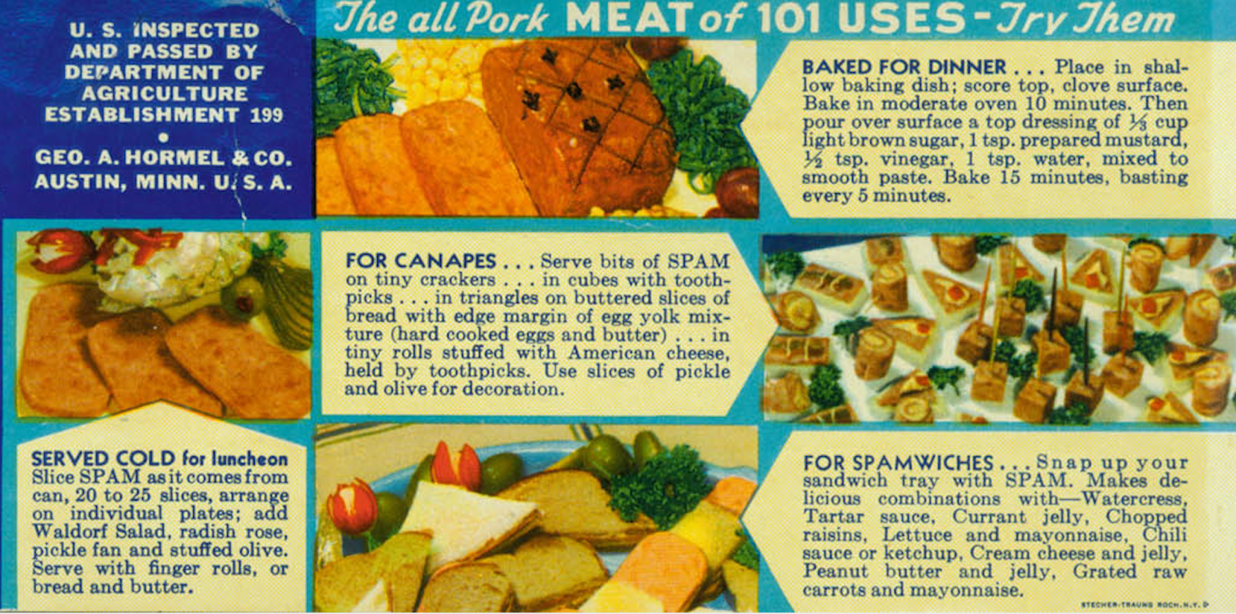"Canned chili had come around not too long before Spam. Canned items were convenient for people to have in the pantry when fresh meats weren't necessarily available. Coming out of Depression-era times, we're thinking about, 'How can I have an affordable protein that people can have on hand and make it convenient?' That's where Spam came in. The growth was then exacerbated by World War II."