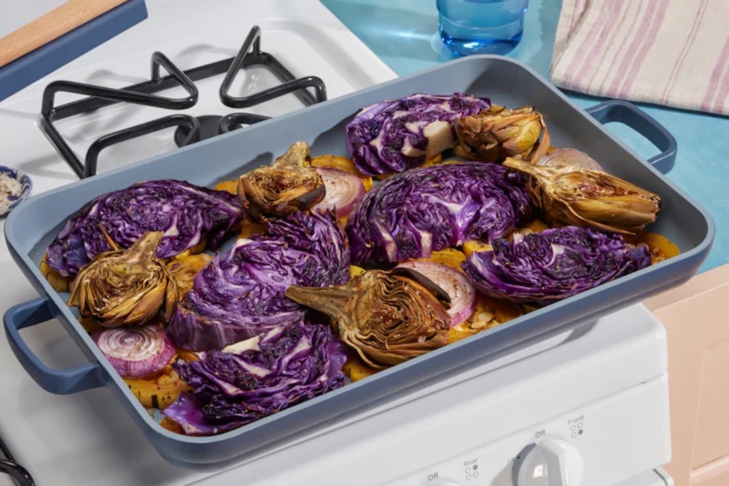 a ovenset from Our place with food on it