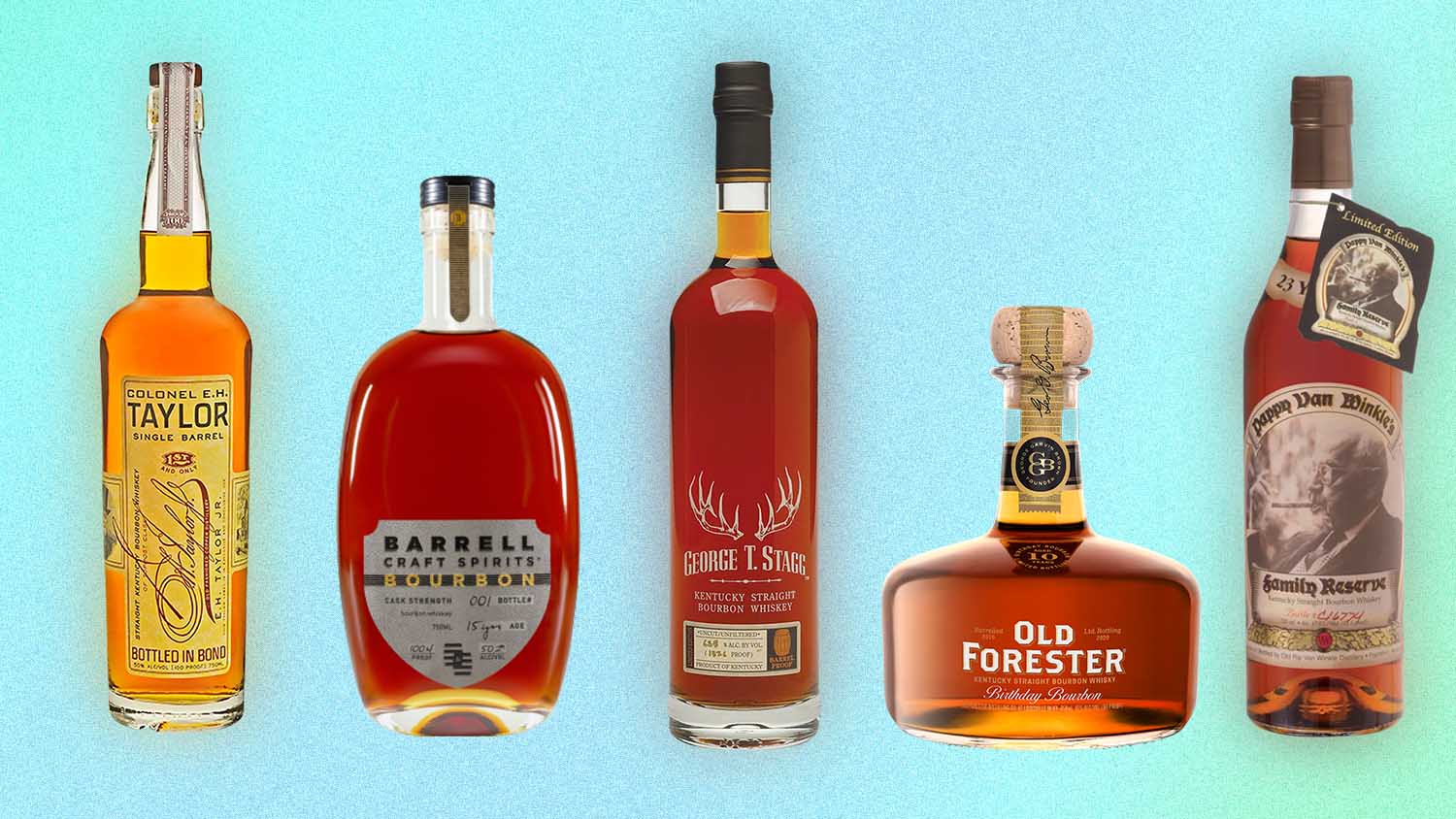 Five bottles of bourbon ideal for a special occasion