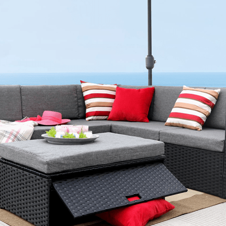 Cotswald Polyethylene (PE) Wicker 5 - Person Seating Group with Cushions, now on sale at Wayfair