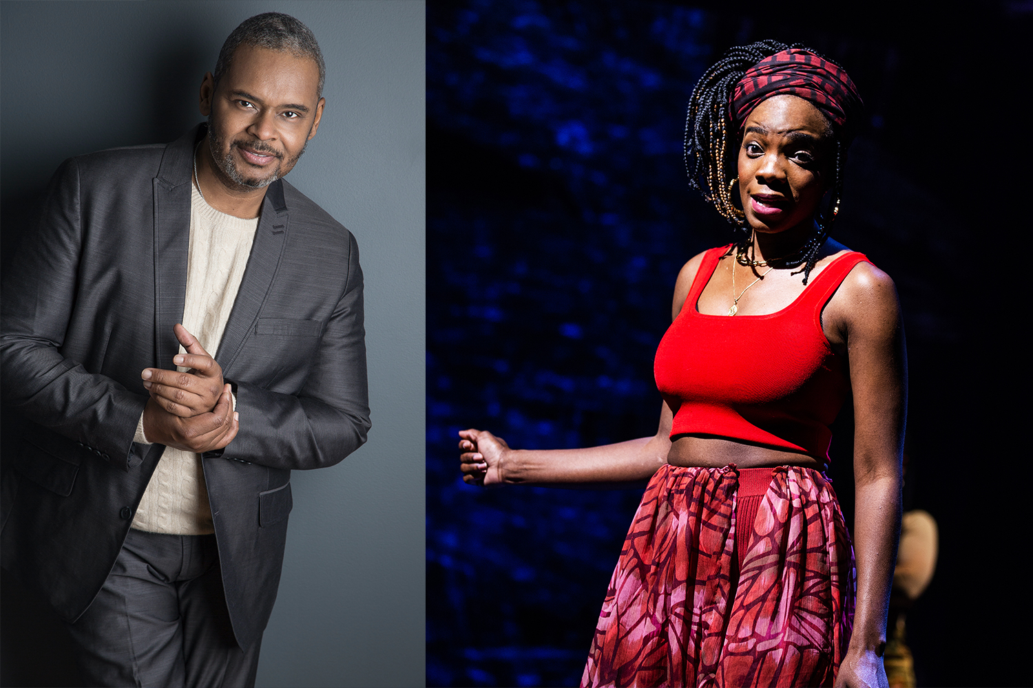 Broadway producer Ron Simons and Rachel Christopher as Lady in Red in "For Colored Girls."