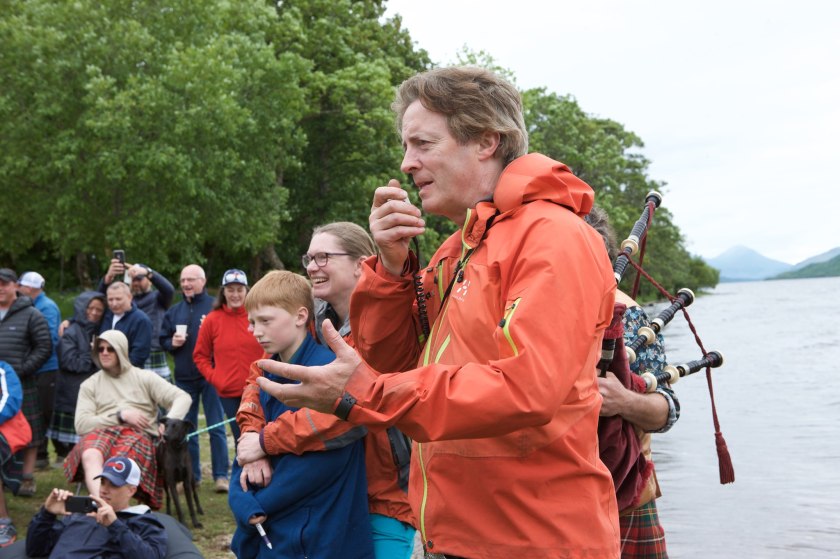 David Fox-Pitt emceeing at the Great Kindrochit Quadrathlon.