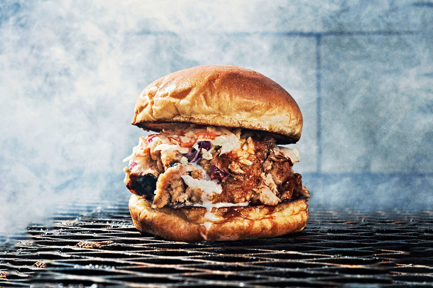 Cheeseburger in smoke