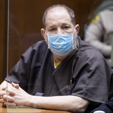 Harvey Weinstein listens in court during a pre-trial hearing.