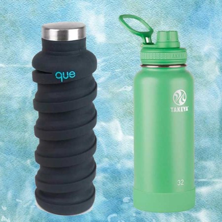 Water bottles from Hydro Flask, Que, Takeya and Hibear, all of which are on our list of the 9 best water bottles for 2022