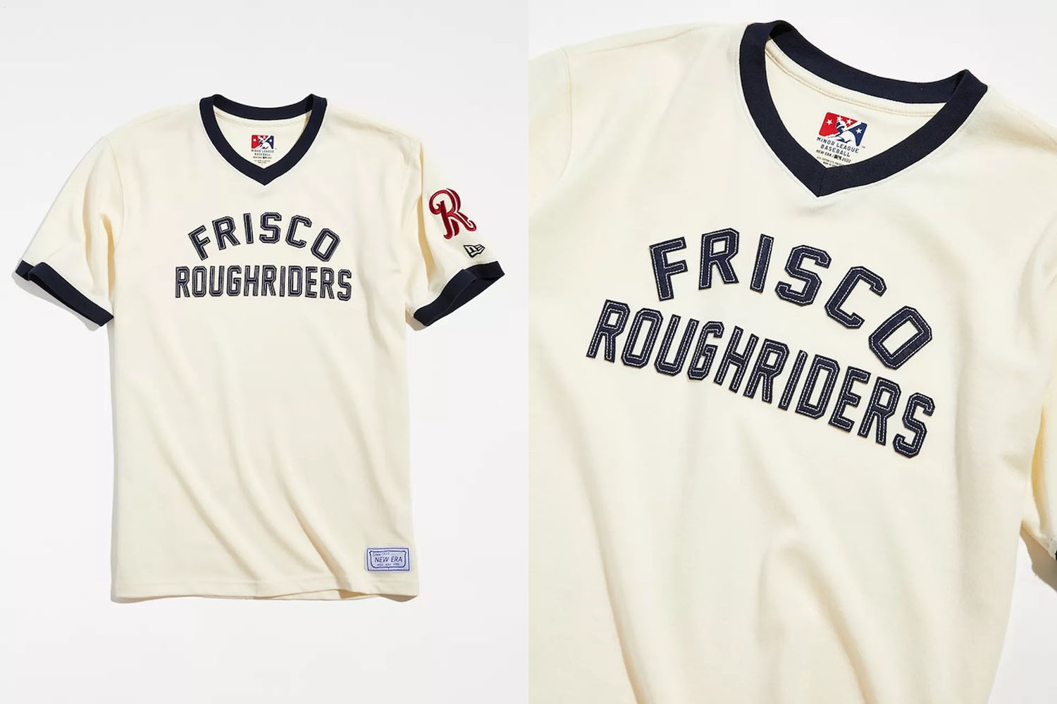 two shots of a New Era "Frisco" tee on a white background