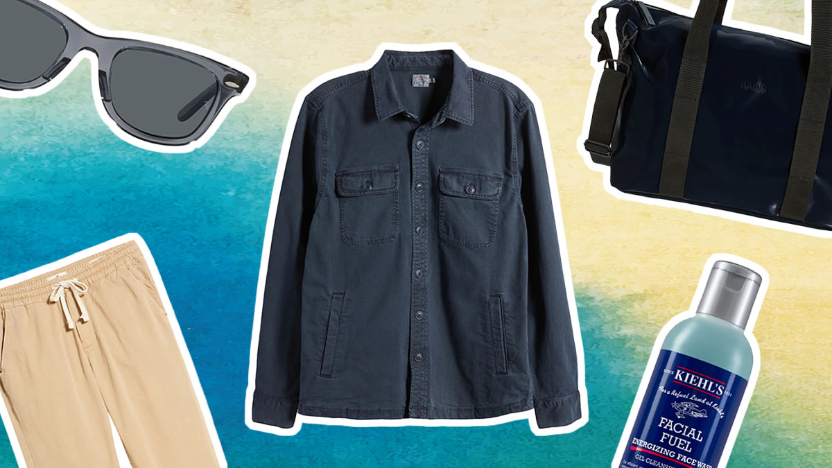 a collage of Nordstrom items on a blue background