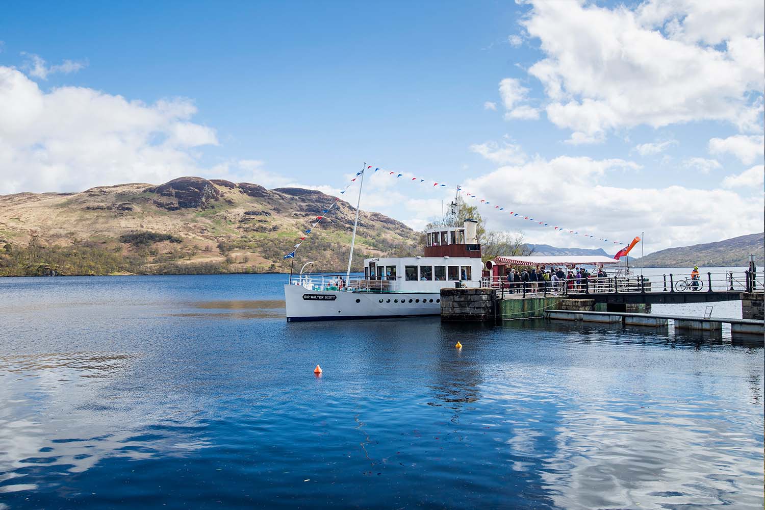 Steamship Sir Walter Scott sails on Loch Katrine, Scotland
