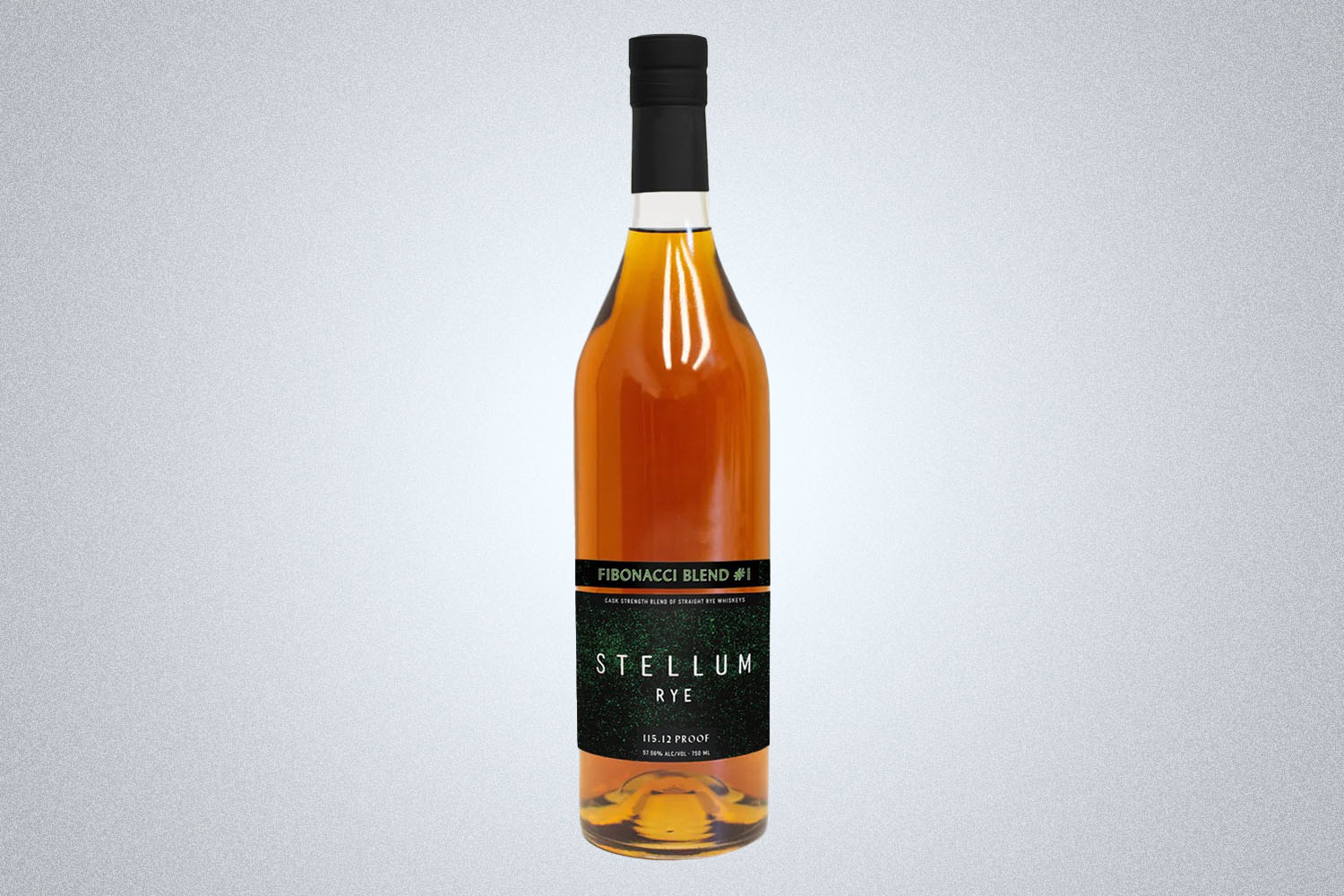 A bottle of Stellum Rye on a grey background