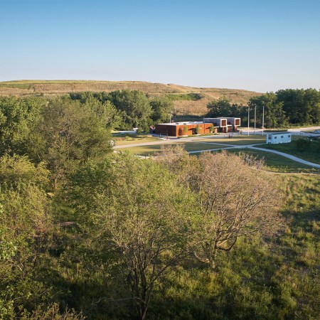 The Ford Calumet Environmental Center as seen from above at Chicago's Big Marsh Park