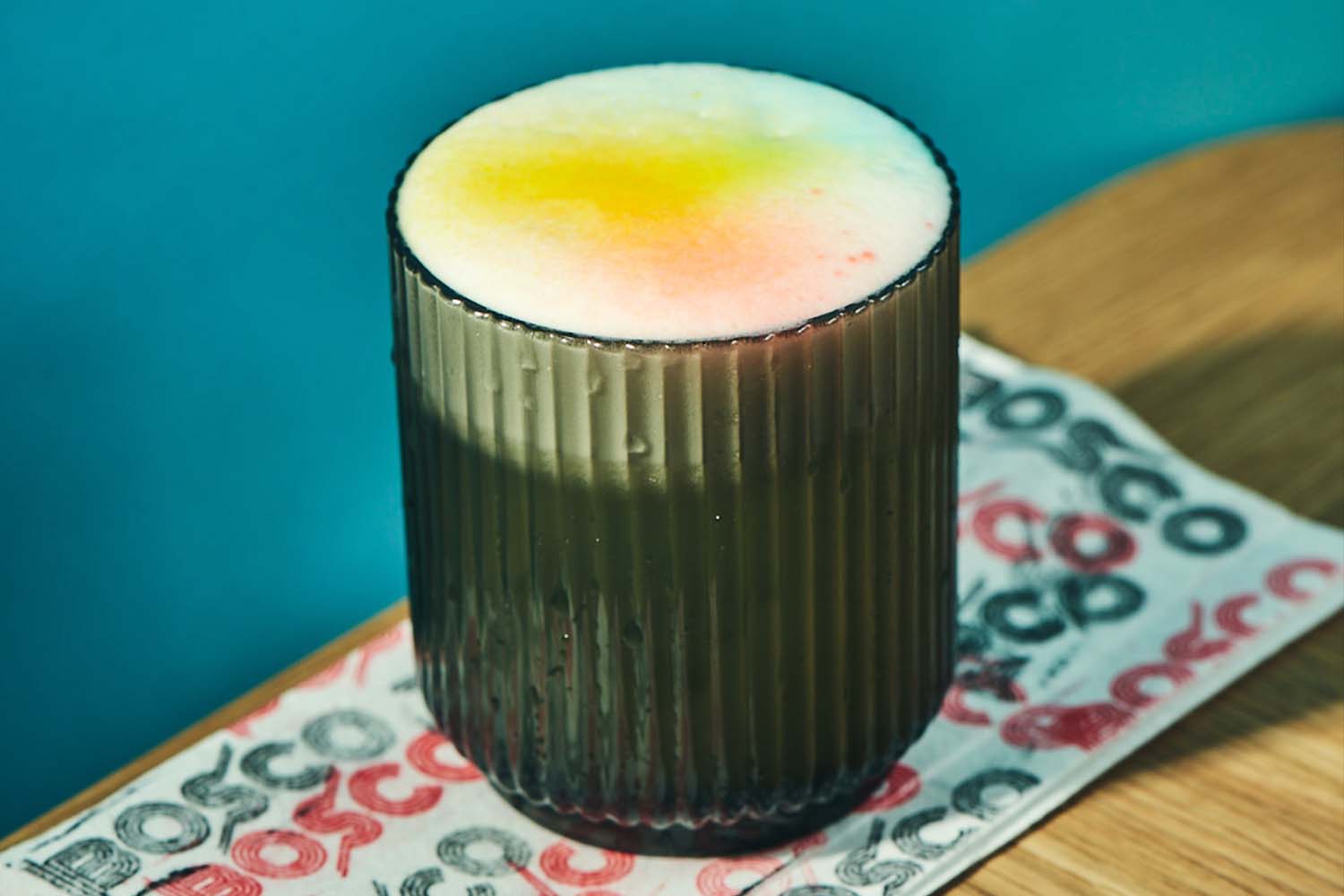 Close up of a colorful cocktail