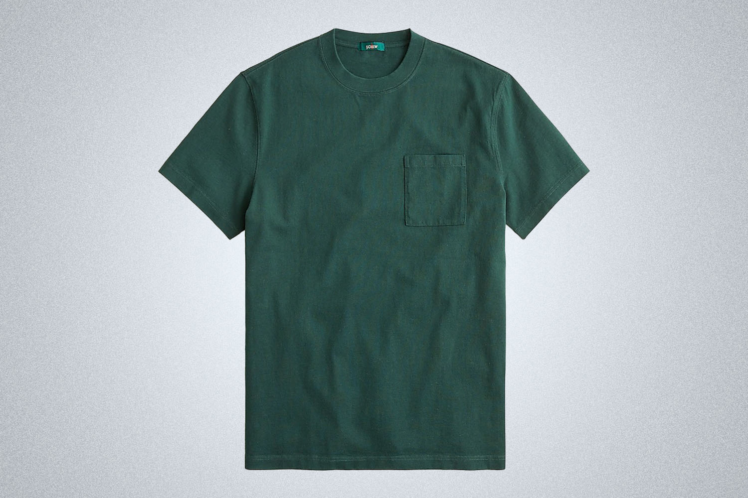 a green relaxed fit tee from J.Crew on a grey background