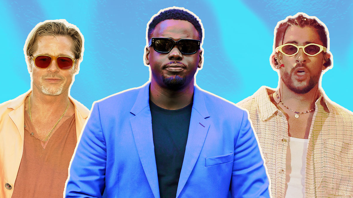 a photo of Josh O'Connor, timothee chalamet and Steve Lacy on an orange and purple background