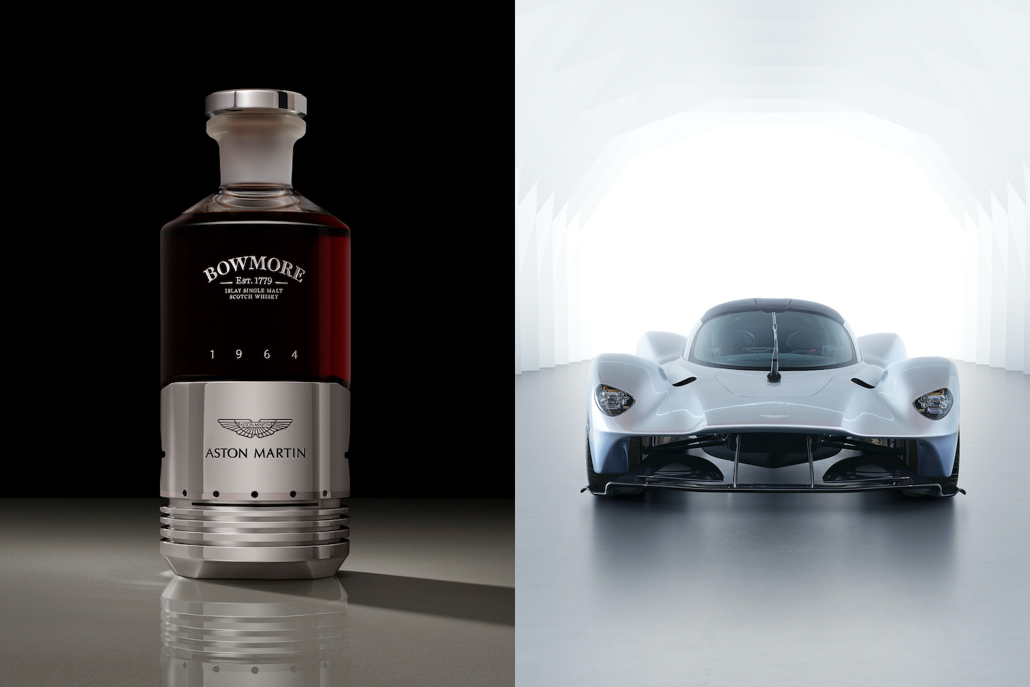 The Aston Martin Bowmore whisky bottle and the Valkyrie hypercare