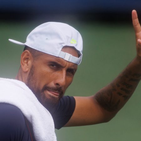 Nick Kyrgios of Australia at the end of a practice session in New York City.