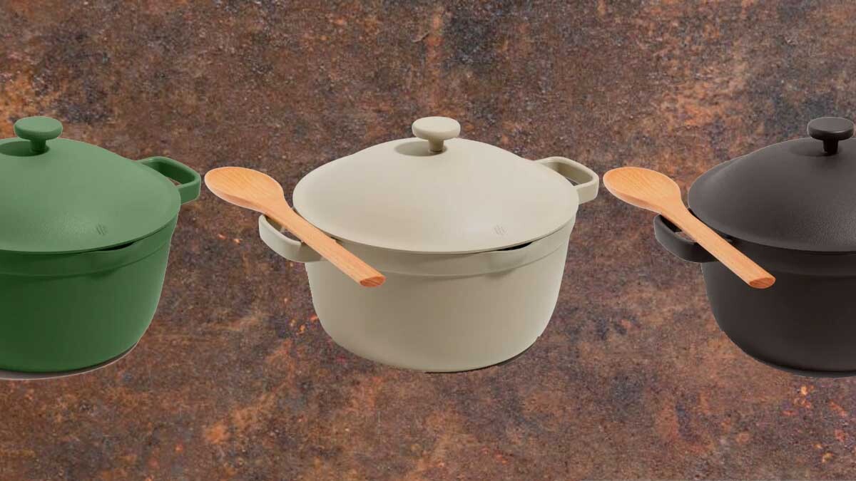 The Huckberry Our Place Perfect Pot on a brown gradient background.