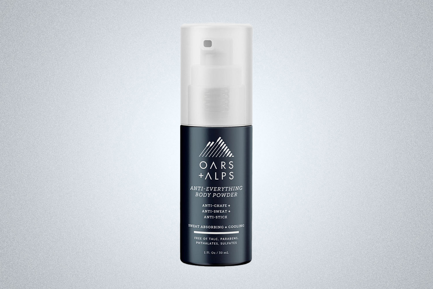 An Oars + Alps Anti-Persperant Spray on a grey background