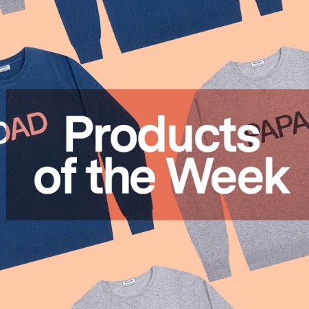 a collage of Ron Dorff x NPH sweatshirts on a peach background with the product of the week logo overlayed