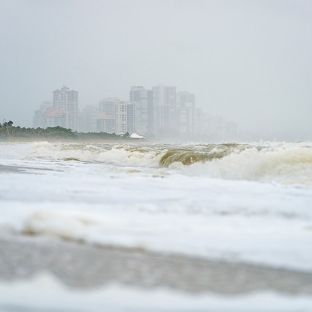 Naples, FL, Vanderbilt Beach, waves and spray after Hurricane Harvey