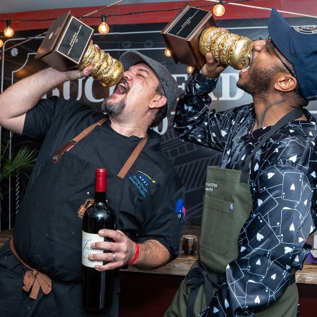 Corey Grupe (left) took home the Judges' Choice Award at the Hamburger Hop while Kwame Onwuachi scored People's Choice.