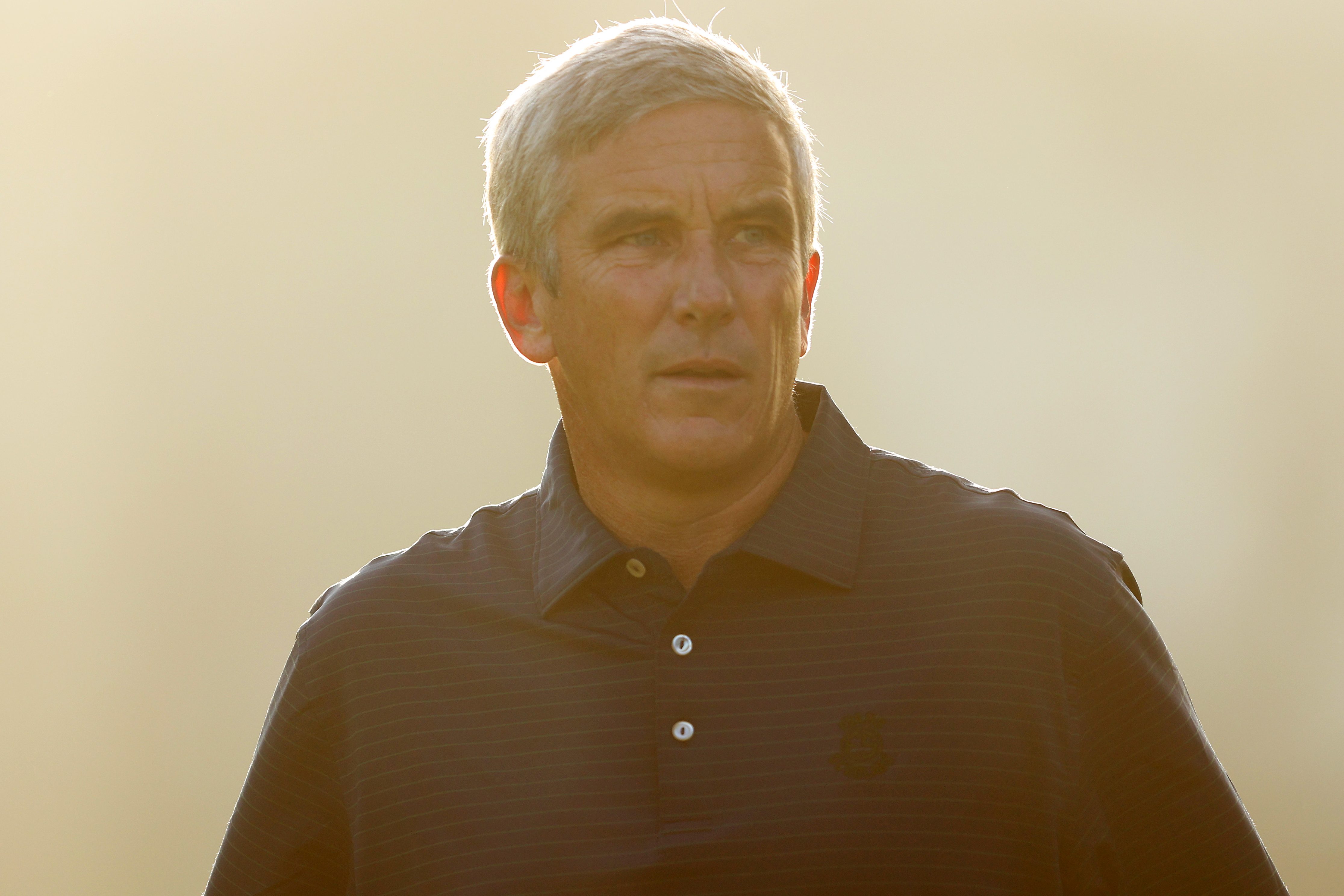 PGA Tour commissioner Jay Monahan watches the BMW PGA Championship in England. A new "Wall Street Journal" report looks at his private plane use.