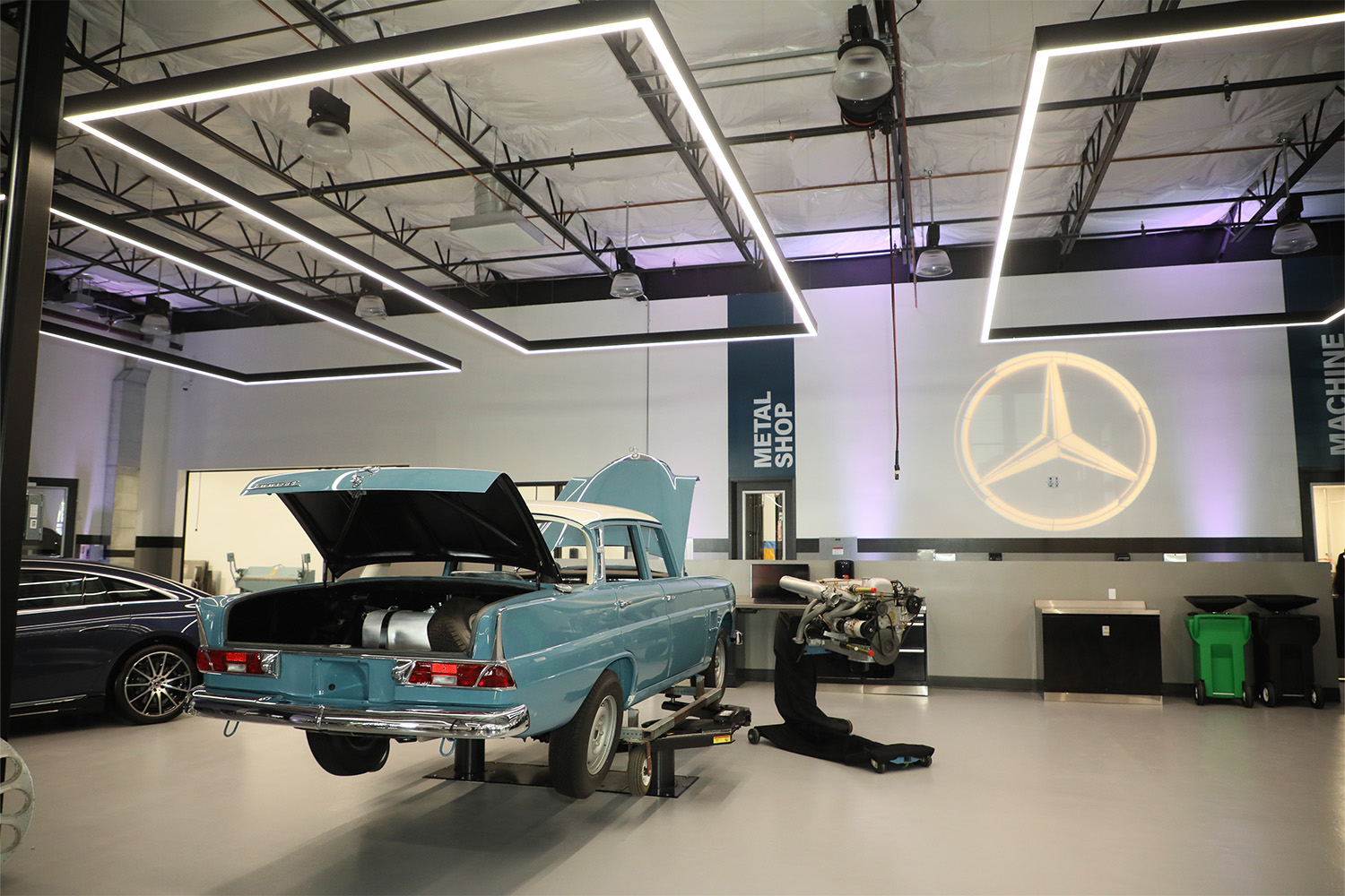 Inside the Mercedes-Benz Classic Center.