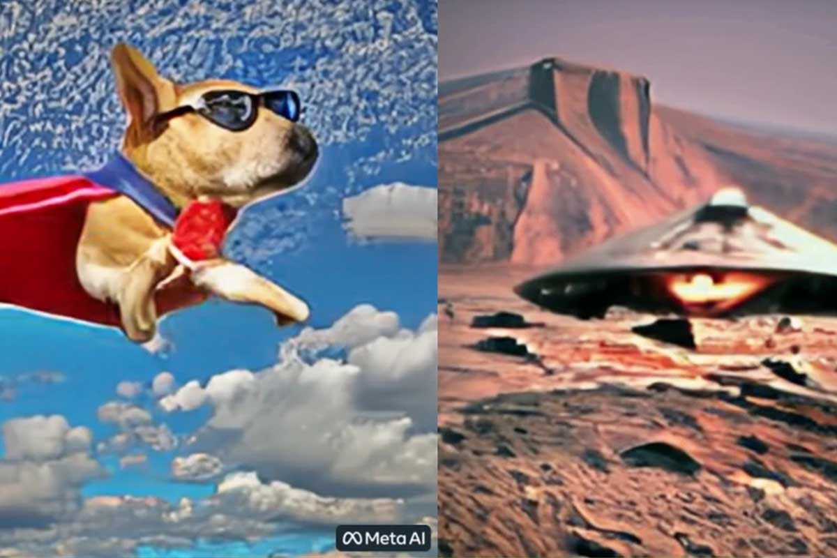 Two examples of Meta's "Make-a-Video" turns text prompts into short AI-generated clips