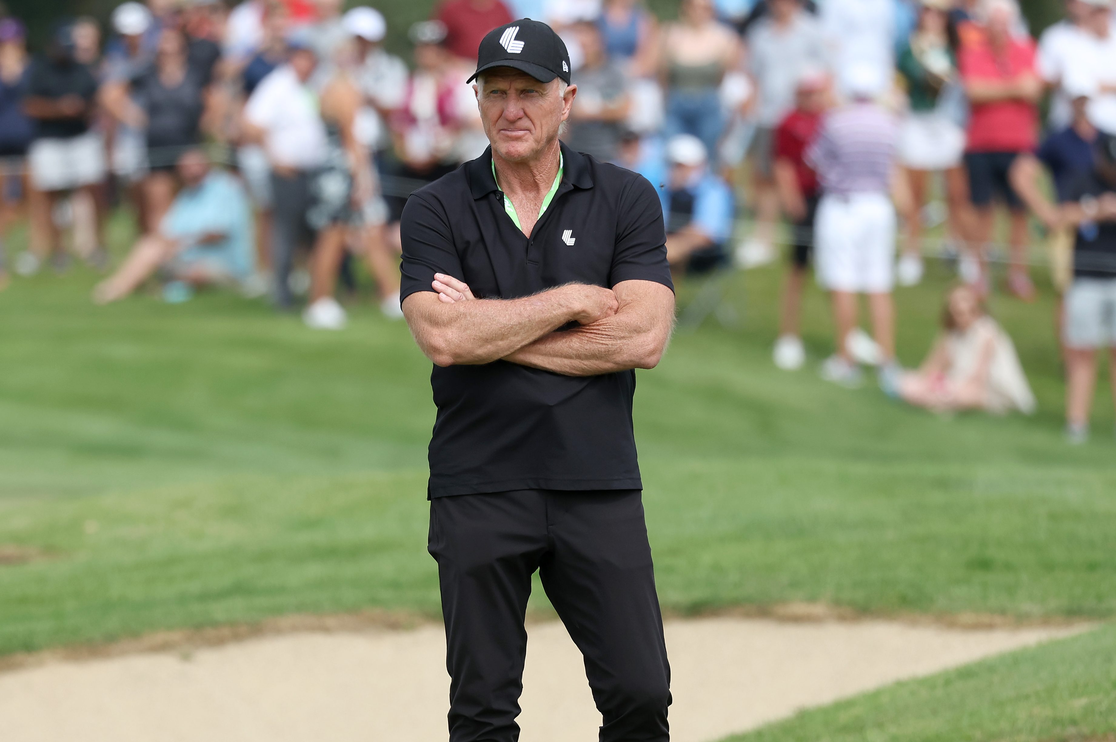 LIV Golf CEO Greg Norman watches the LIV Golf Invitational in Chicago