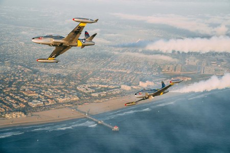 Greg "Wired" Colyer and Rob “Scratch” Mitchell flying the T-33s