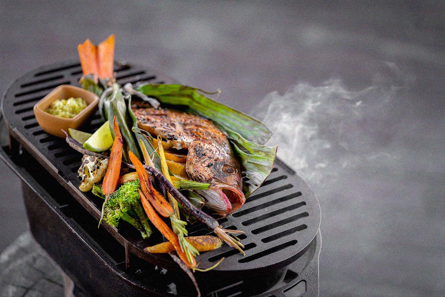 Fish on a grill