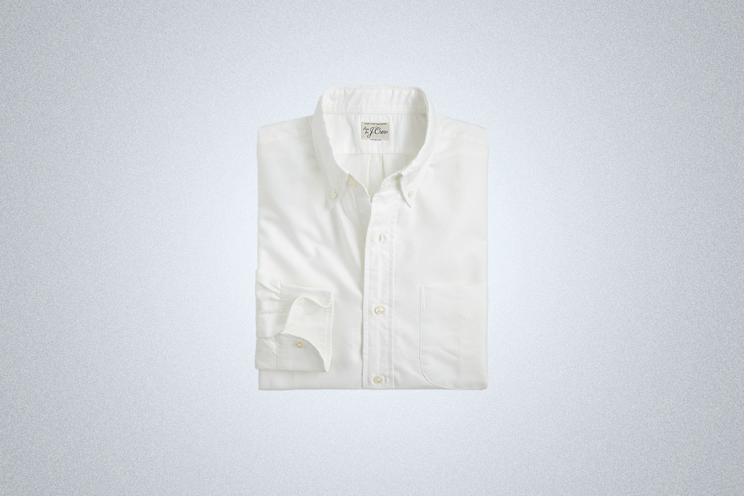 The J.Crew Relaxed traditional-weight oxford shirt on a gray background