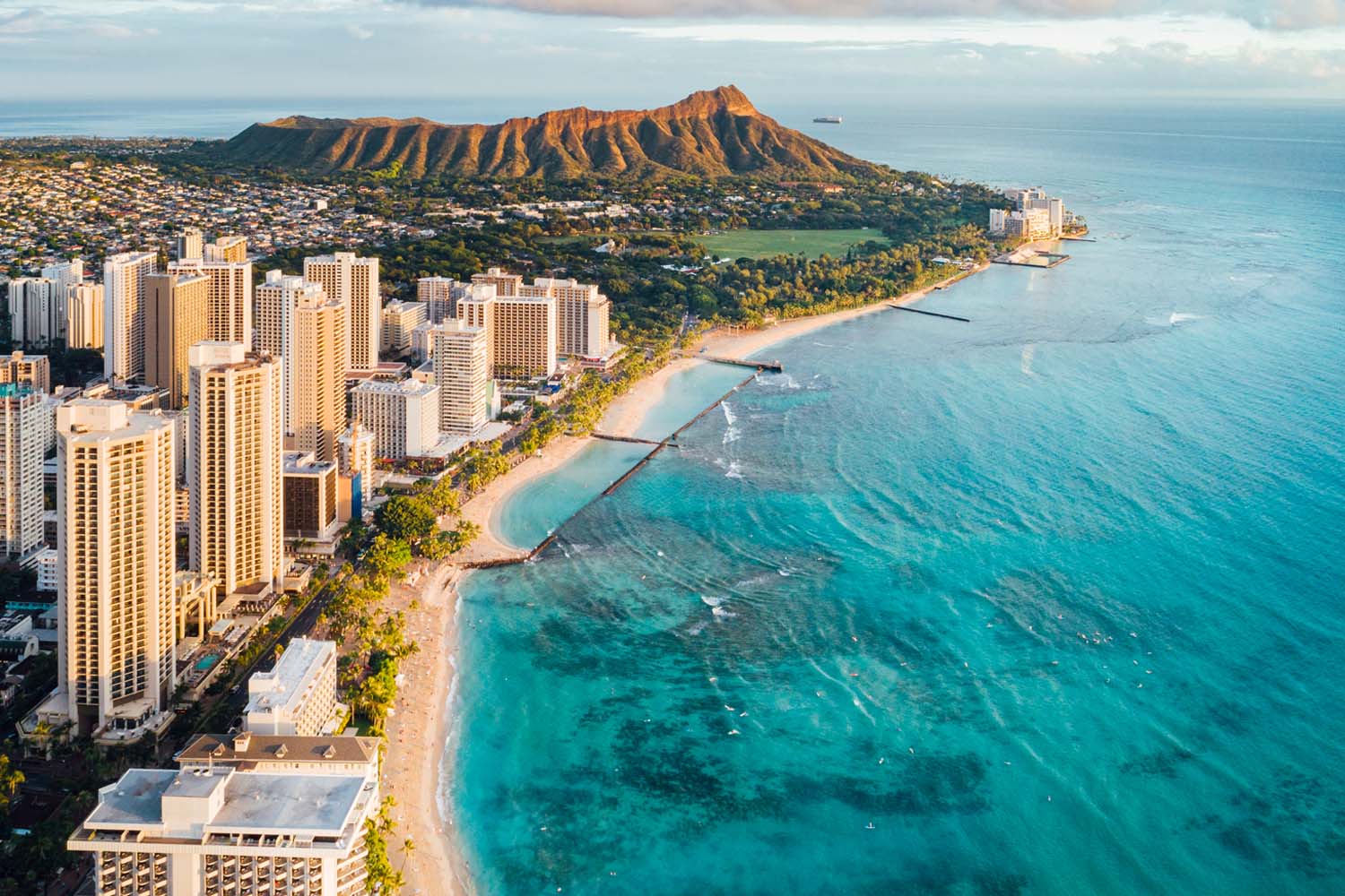 Waikiki Beach with Leahi (Diamond Head) in the background