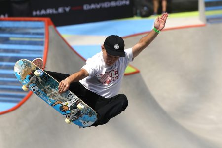 Kensuke Sasaoka of Japan competes in the X Games in 2019.