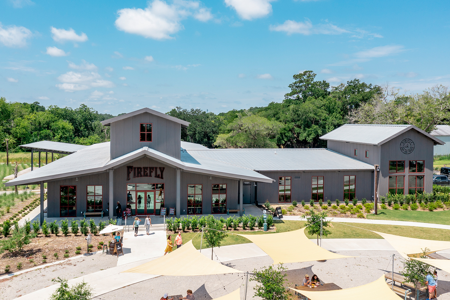 The exterior of Firefly Distillery in North Charleston, a must visit for people spending a weekend in the South Carolina city