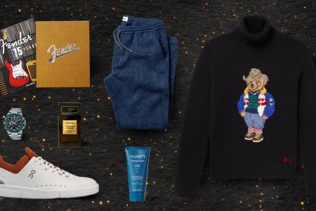 a collage of the best stylish gifts on a speckled back background