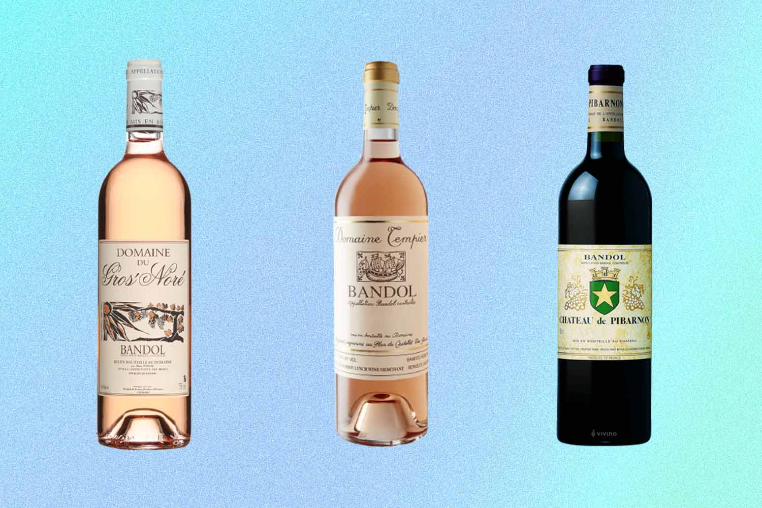 Three bottles of wine from Bandol