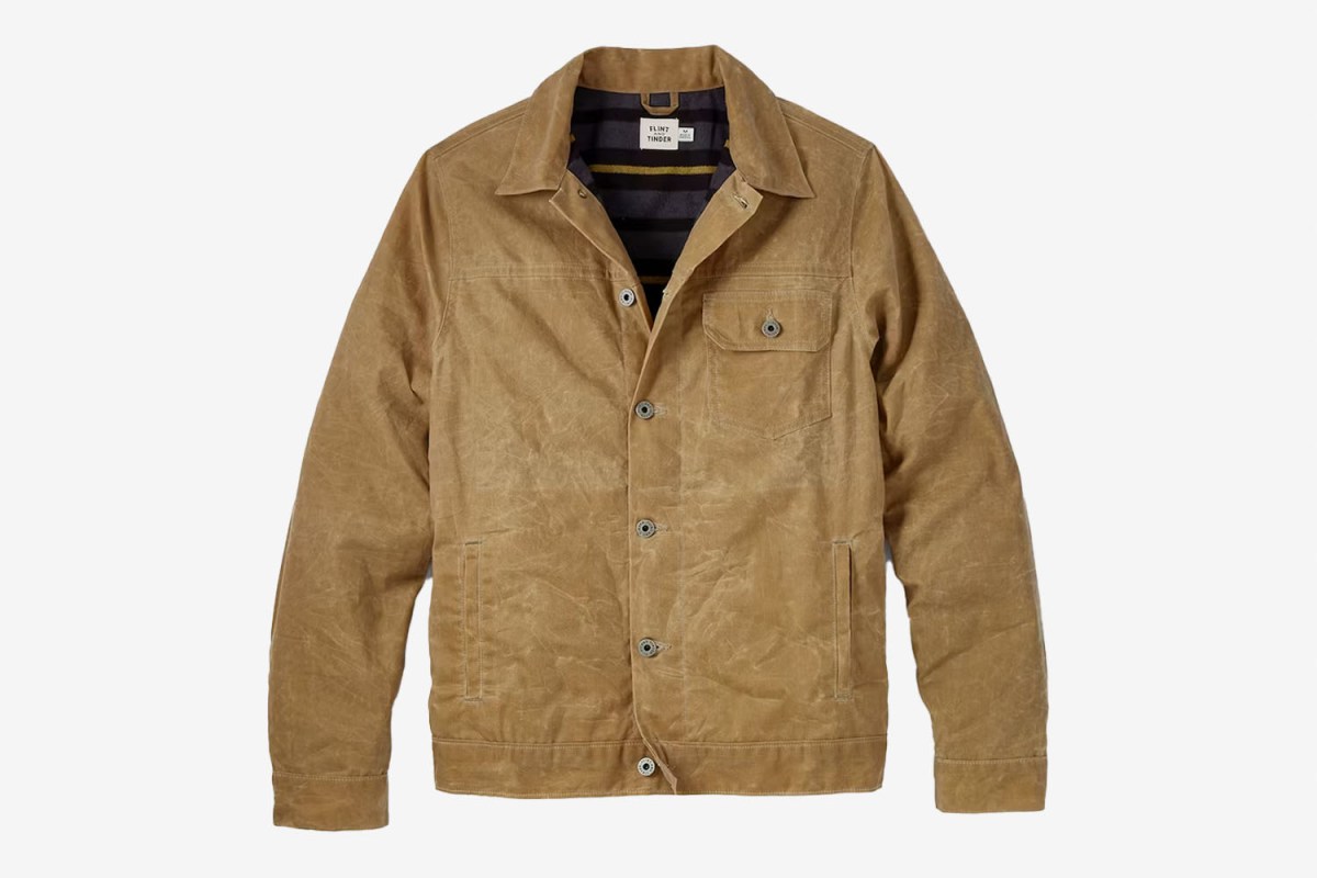 Flint and Tinder Flannel-Lined Waxed Trucker Jacket